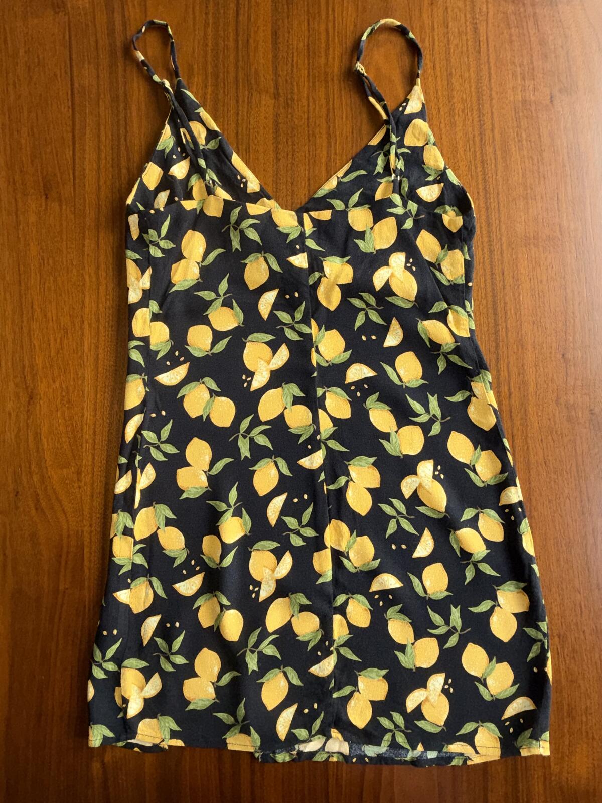 Reformation Black Lemon Print Mini Dress - Size XS