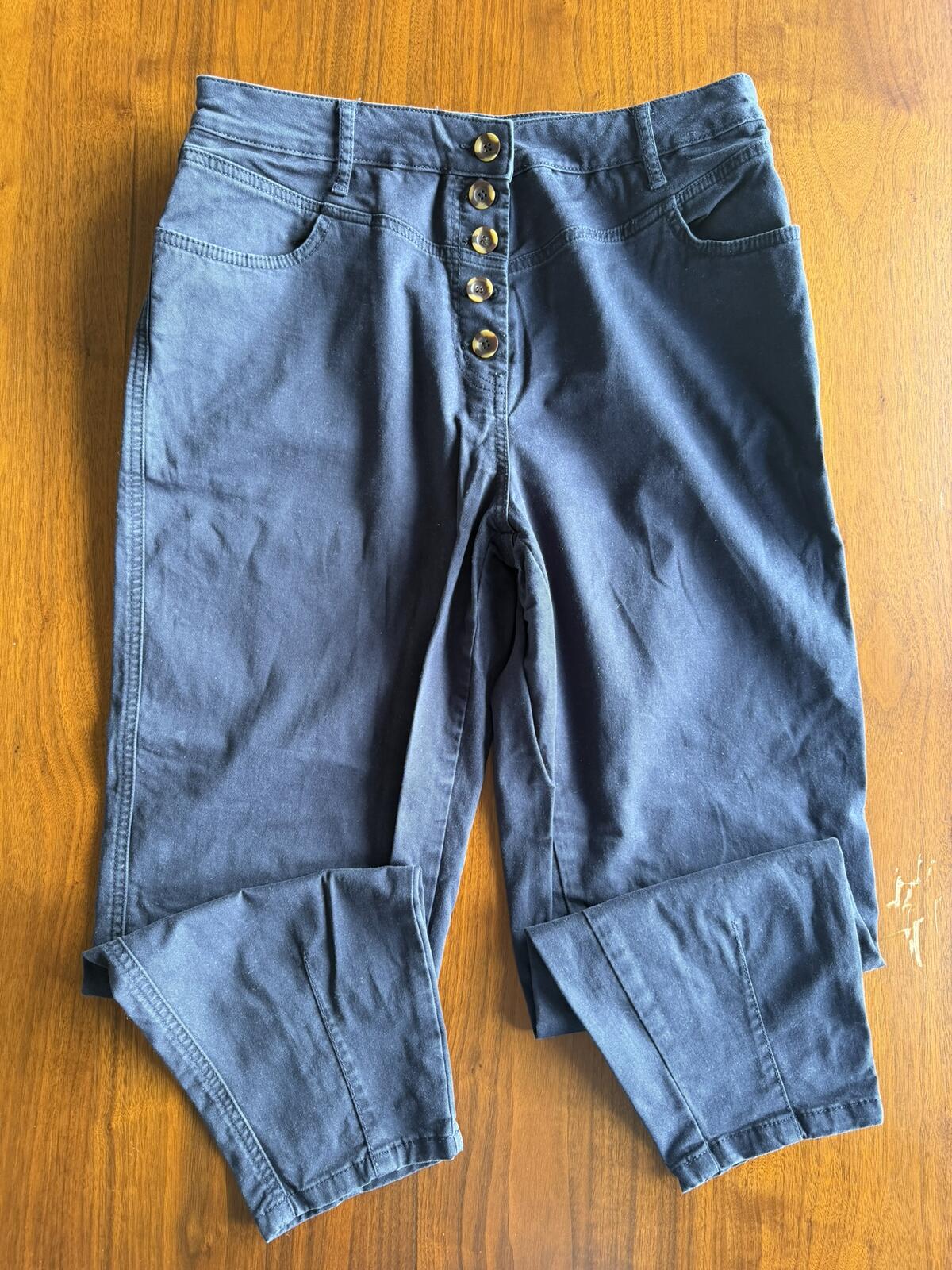 Boden Women's Navy Blue High-Waisted Button Fly Pants - Size 12