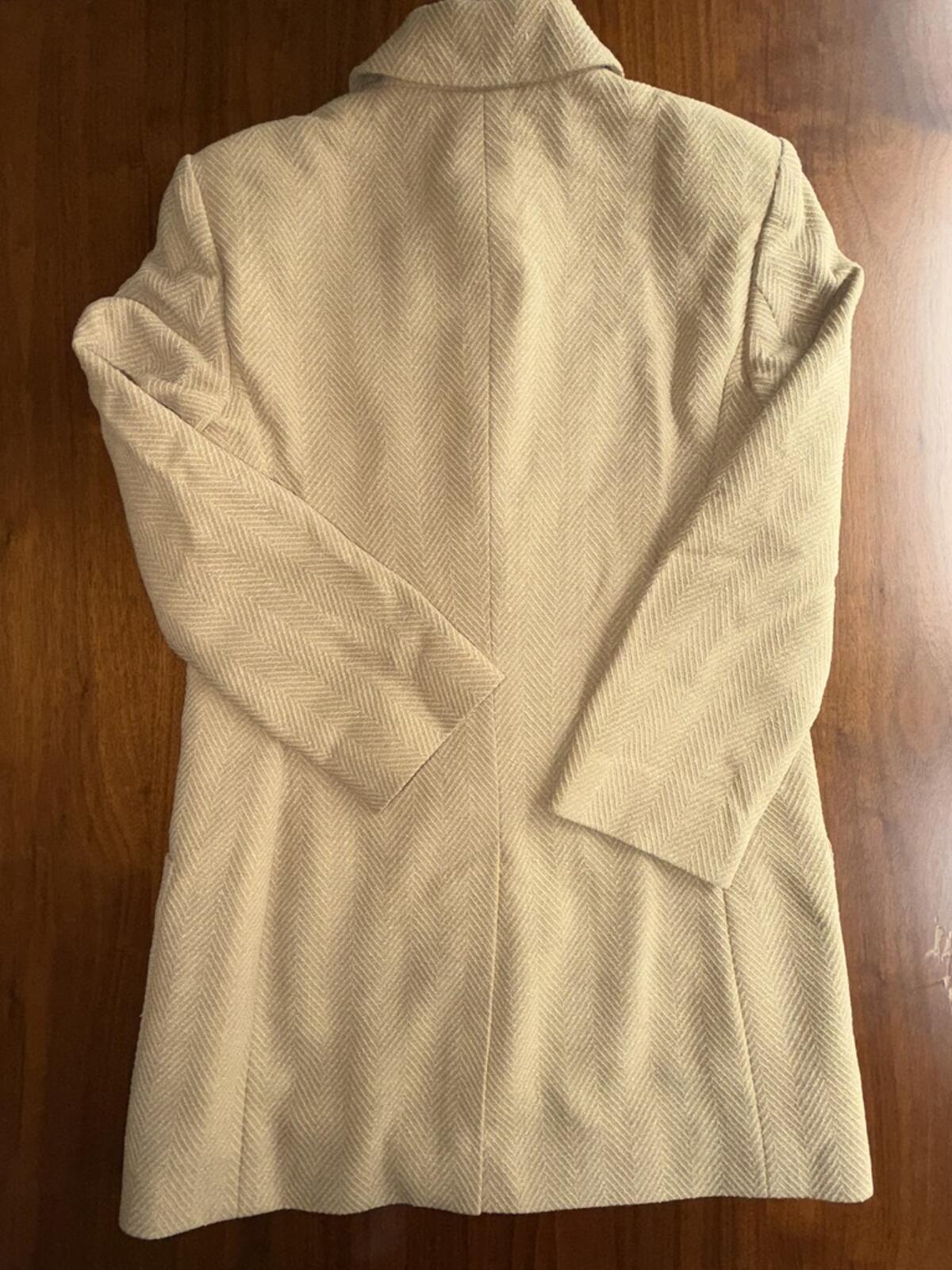 Vintage Jaeger Beige Herringbone Wool Skirt Suit Set - Size 4