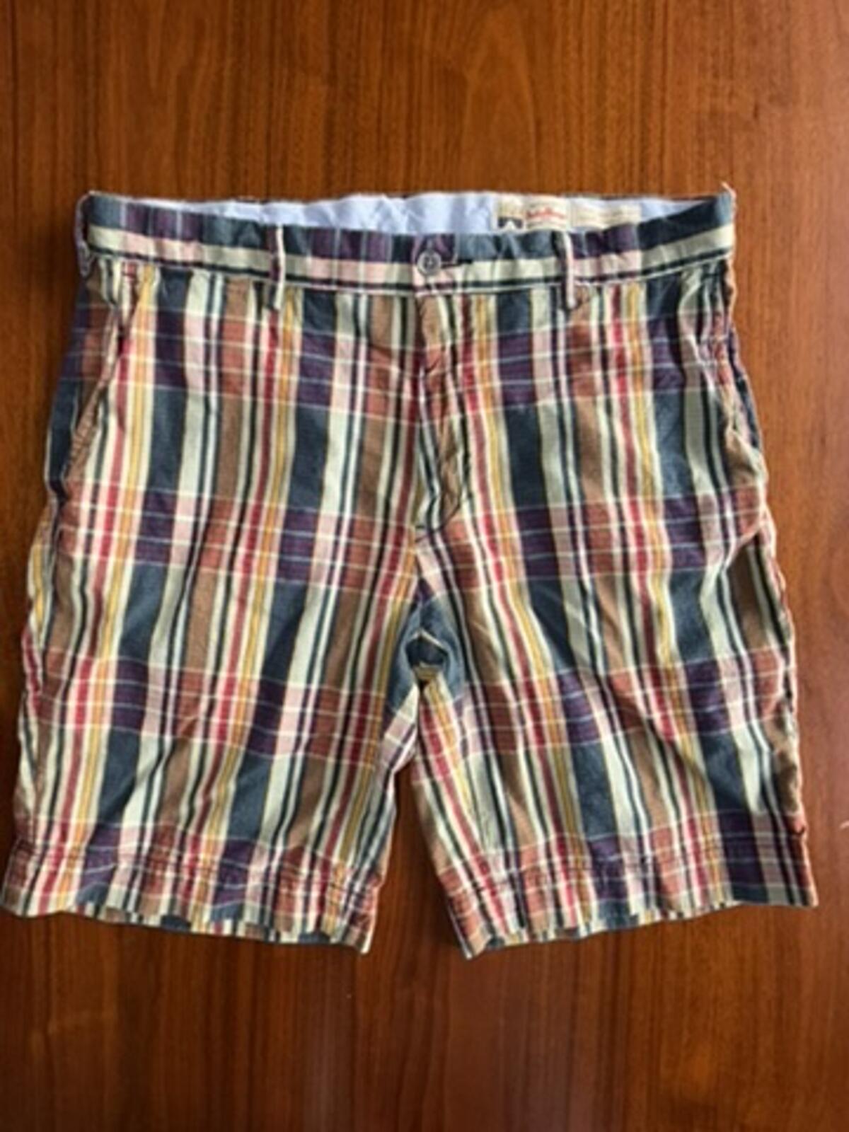 Polo Ralph Lauren Men's Classic Fit Madras Yellow, Red, and Navy Plaid Shorts - Size 33