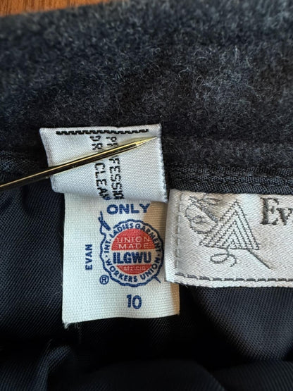 Vintage Evan-Picone Petites Women's Gray Wool Blend Knee-Length Skirt - Size 10P