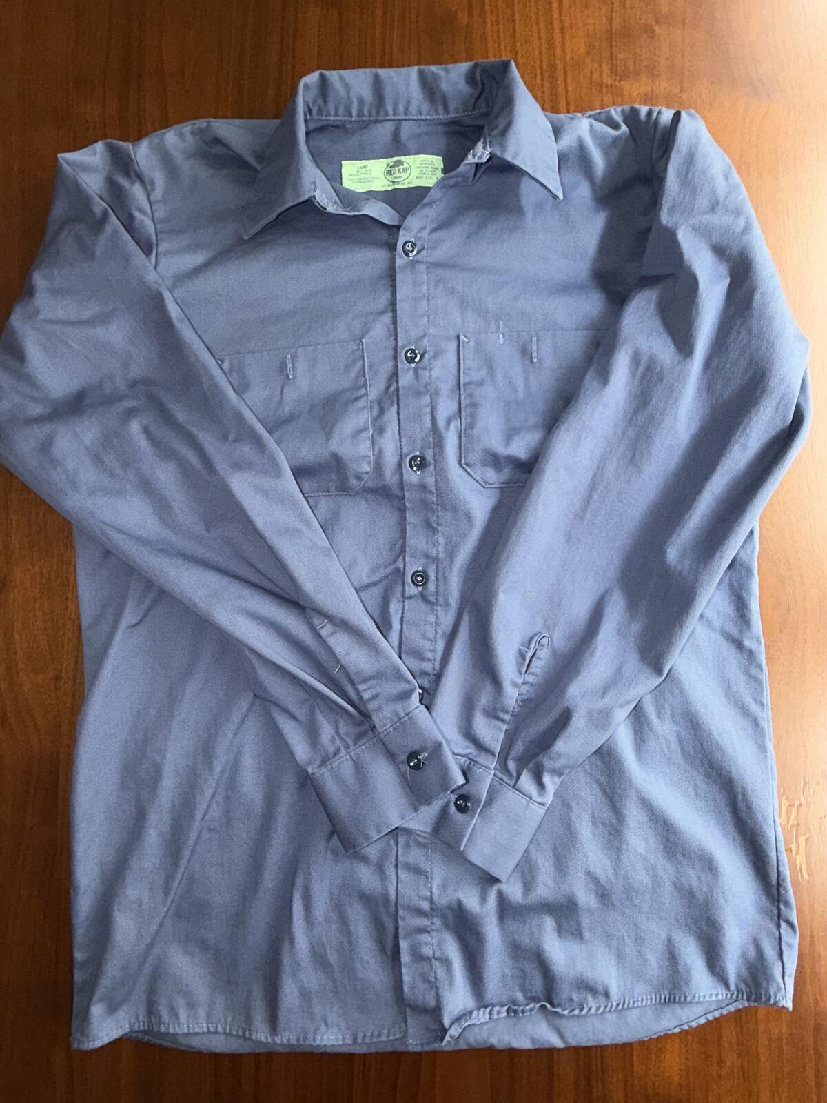 Red Kap Men's Long Sleeve Button Front Work Shirt Blue - Size M