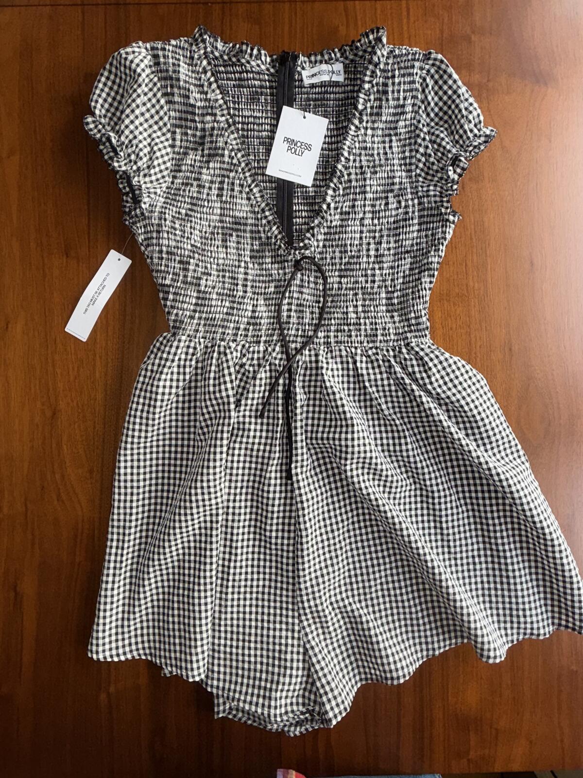 Princess Polly Black and White Gingham Romper NWT - Size 12