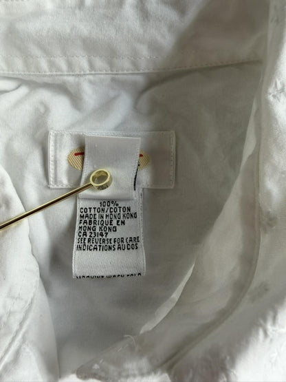 Talbots White 100% Cotton Embroidered Collar Button Front Shirt - Size S