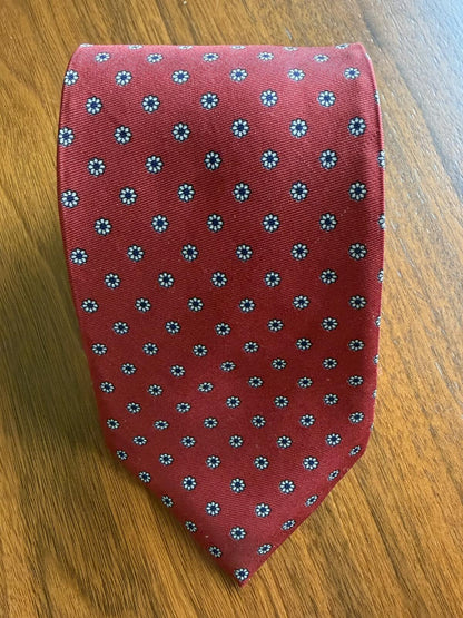 H. Stockton Atlanta Red Floral Pattern Silk Tie