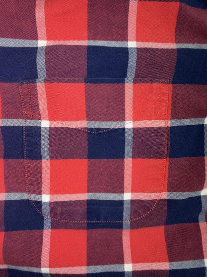 GAP Men's Red & Navy Plaid Short Sleeve Button Front Shirt - Size M