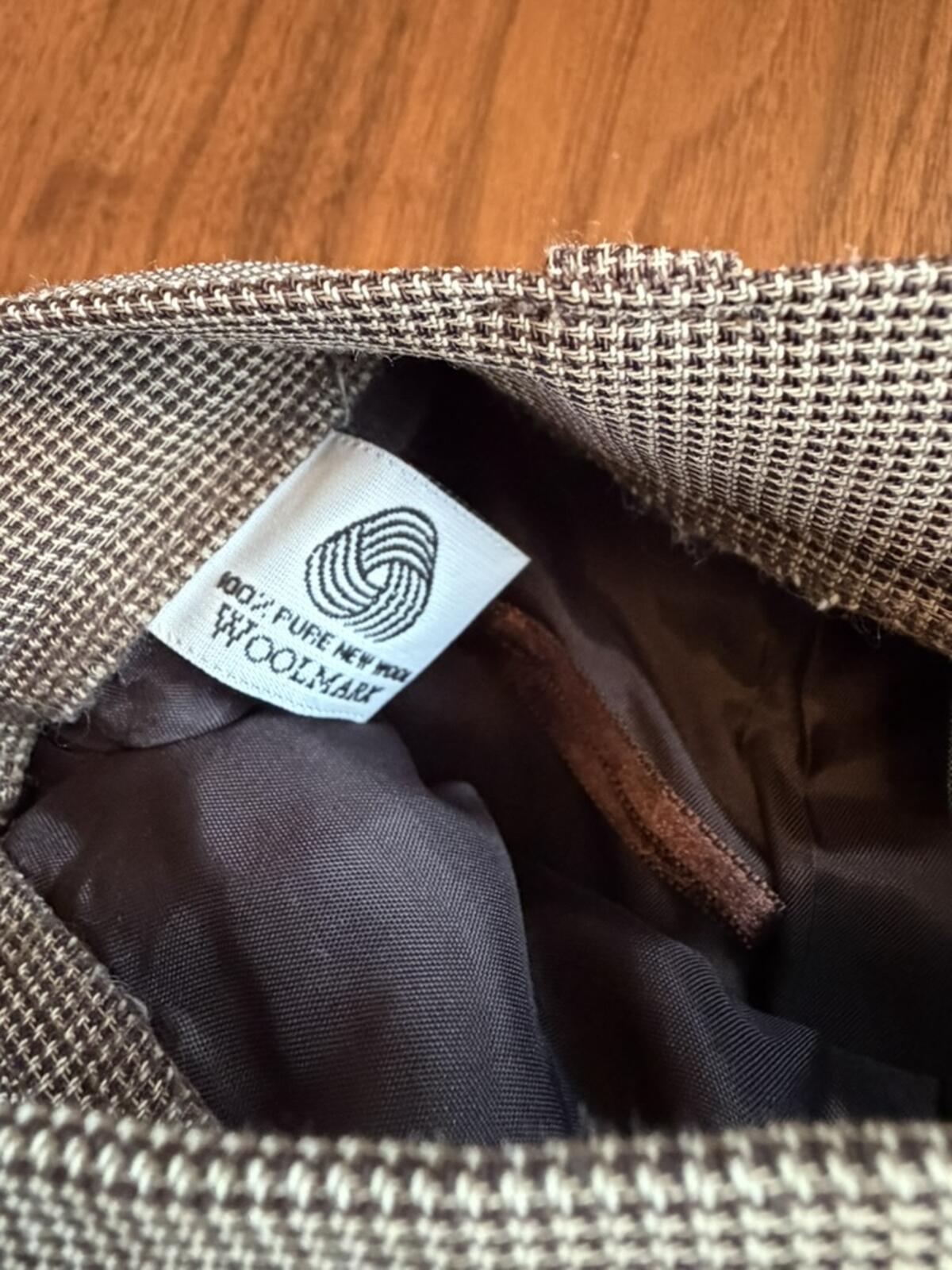 Vintage Lauren Ralph Lauren Women's Brown Houndstooth Wool Trousers - Size 12