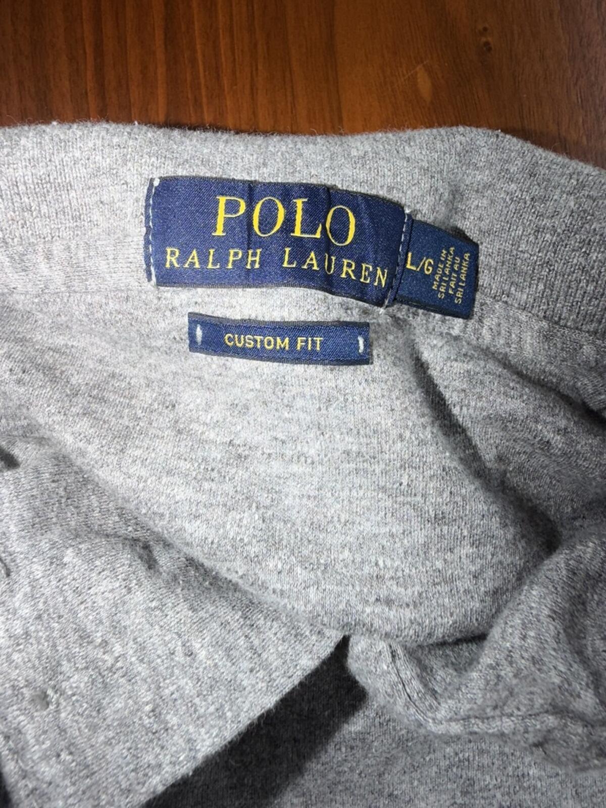 Polo Ralph Lauren Custom Fit Gray Short Sleeve Polo Shirt - Size Large