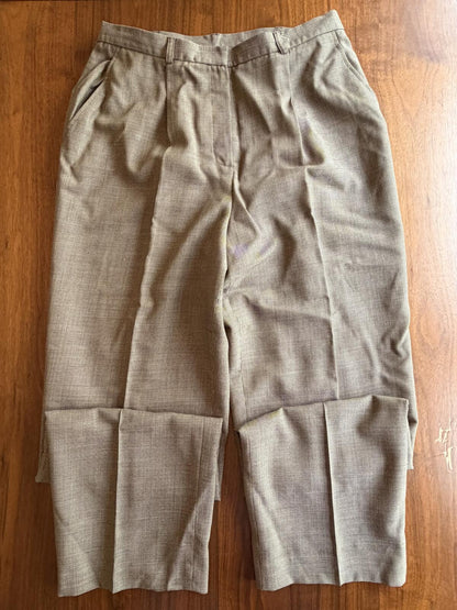 Vintage Lauren Ralph Lauren Women's Brown Houndstooth Wool Trousers - Size 12