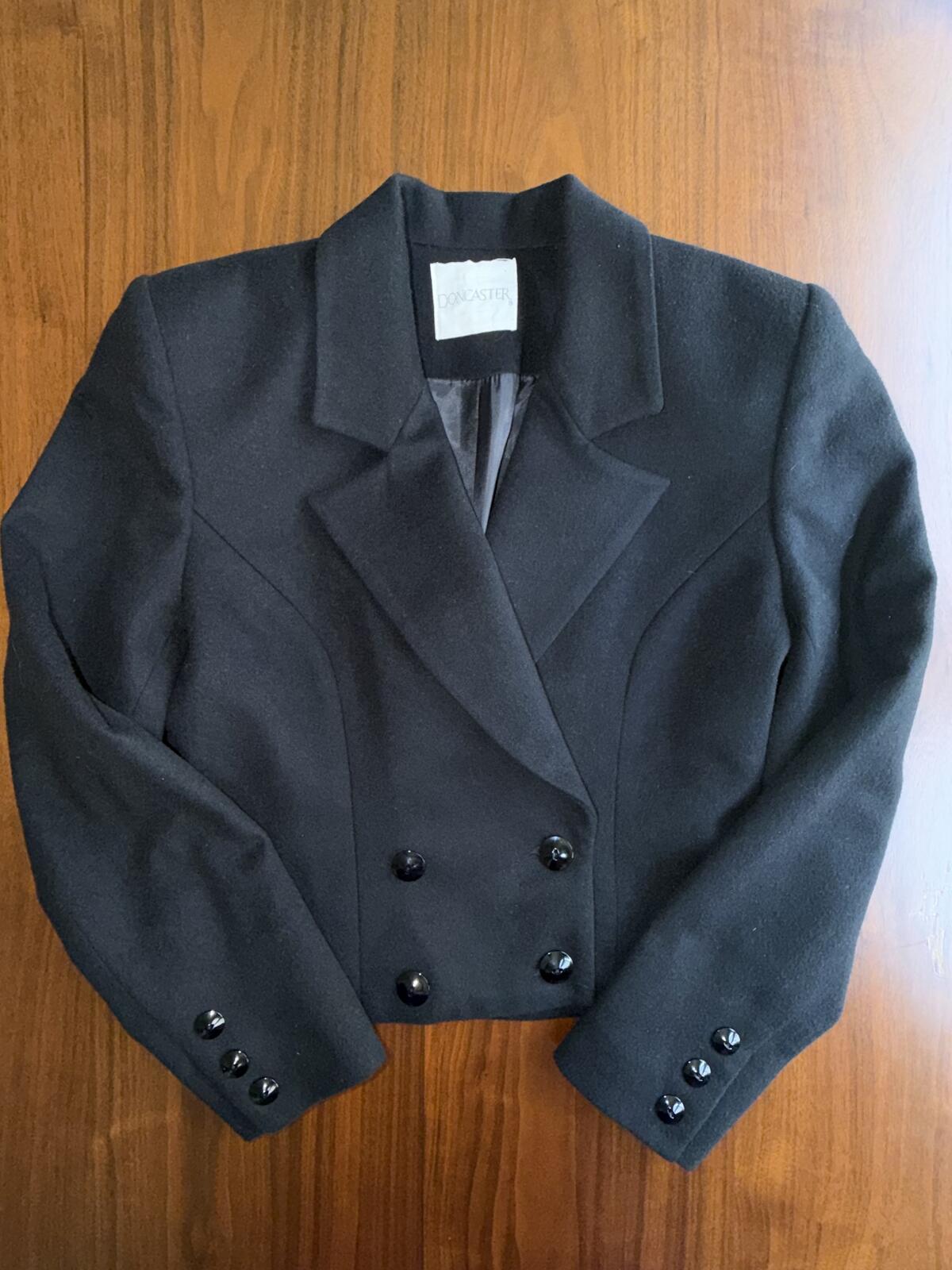Doncaster Women's Black 100% Cashmere Double-Breasted Blazer Jacket - Size 4
