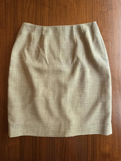 Linda Allard Ellen Tracy Wool Blend Brown Plaid Skirt - Size 4