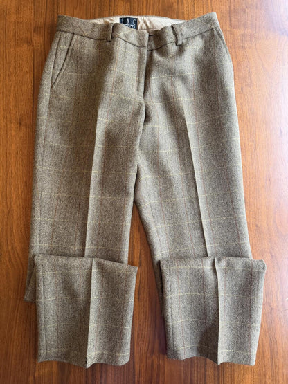 INC Women's Petite Brown Plaid Cuffed Cropped Dress Pants - 8P