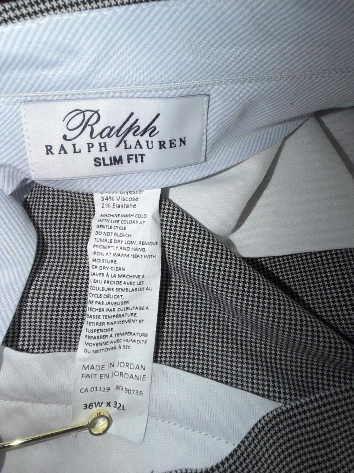 Ralph by Ralph Lauren Men's Slim Fit Houndstooth Dress Pants - 36x32