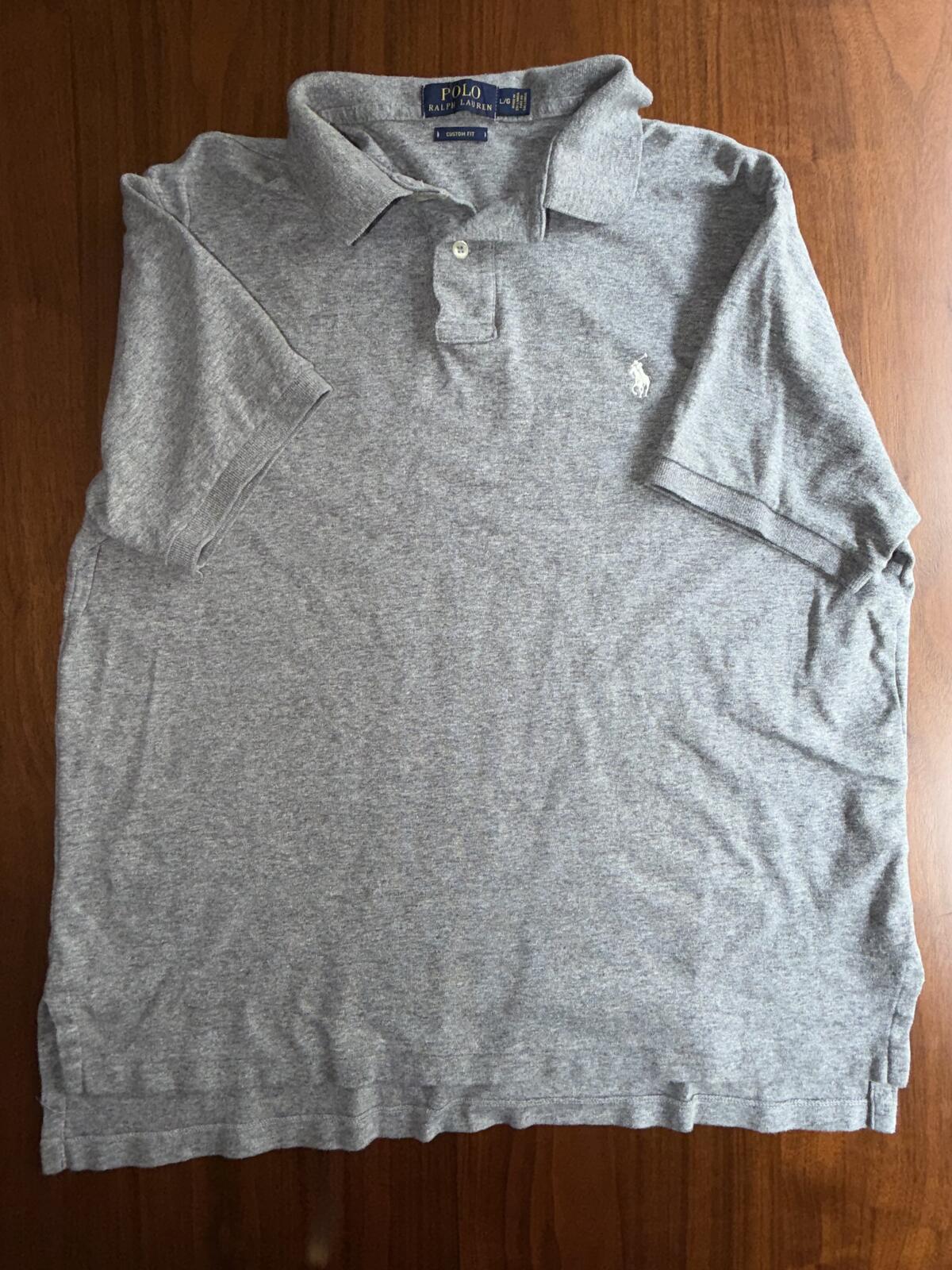 Polo Ralph Lauren Custom Fit Gray Short Sleeve Polo Shirt - Size Large