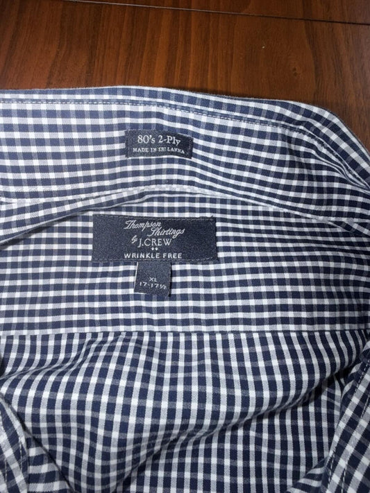 J.Crew Thomas Mason Heritage Navy Gingham Button-Down Dress Shirt - Size XL