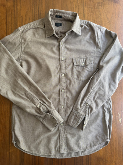 J.Crew Men's Long Sleeve Button-Down Shirt Heathered Brown - Size M