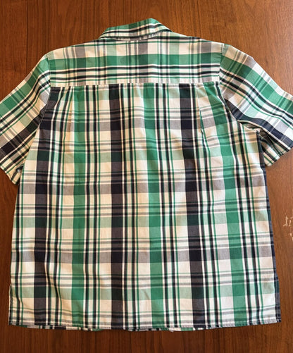 Alfred Dunner Women's Petite Green & Navy Plaid Button Front Shirt - Size 12P