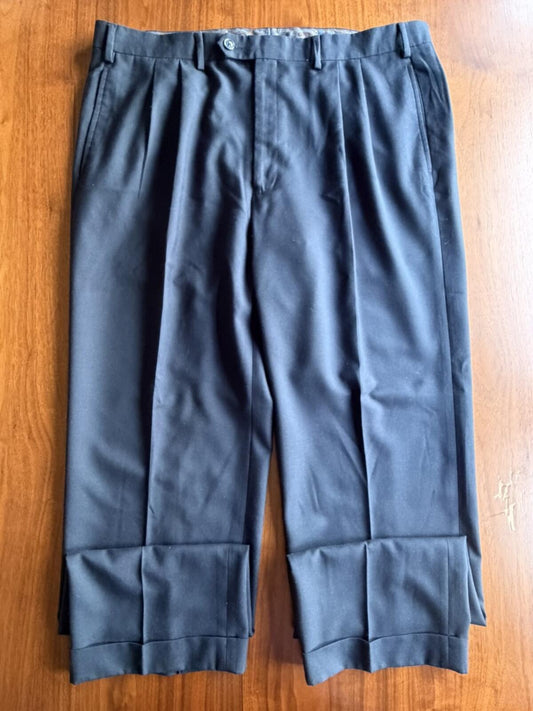 Lauren Ralph Lauren Pleated Wool-Blend Navy Dress Pants - 38x32