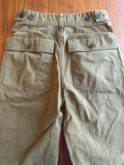 Madewell Women's Khaki Utility Wide-Leg Olive Green Pants - Size 24