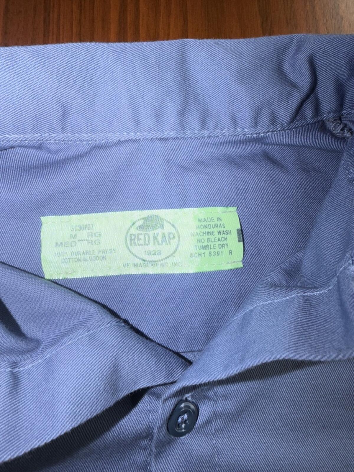 Red Kap Men's Long Sleeve Button Front Work Shirt Blue - Size M