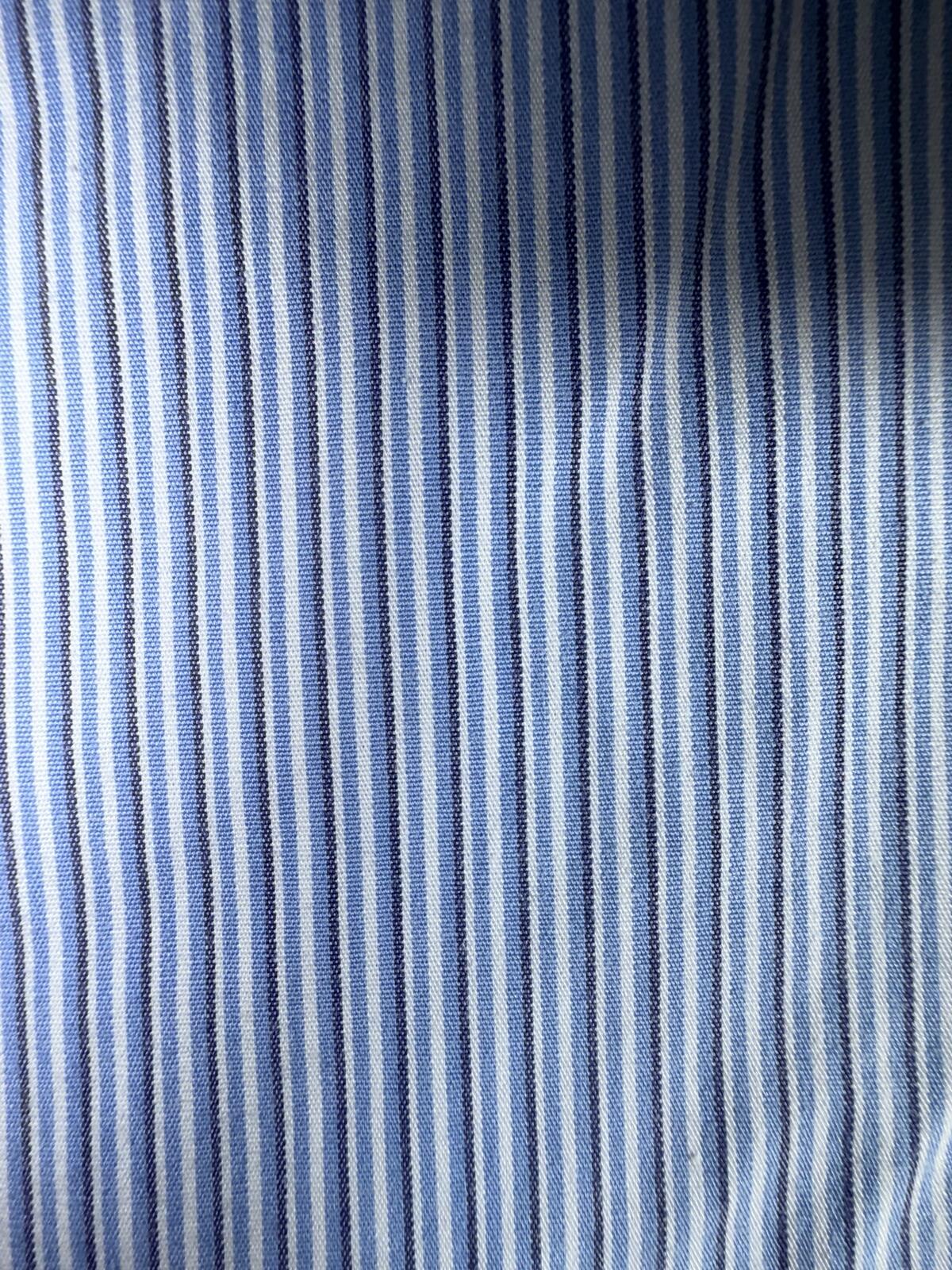 Brooks Brothers Blue and White Striped Non-Iron Cotton Dress Shirt - Size 15.5-33