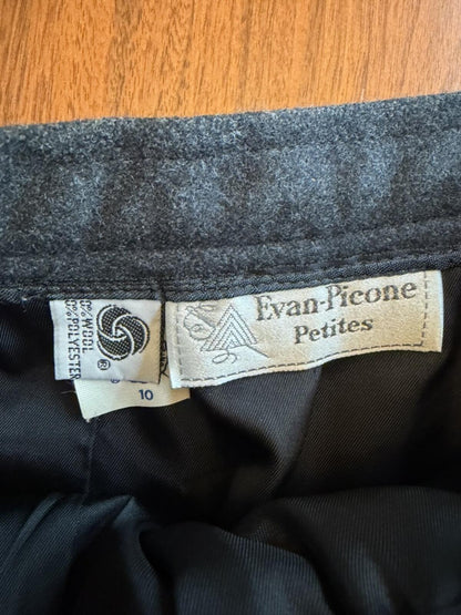 Vintage Evan-Picone Petites Women's Gray Wool Blend Knee-Length Skirt - Size 10P