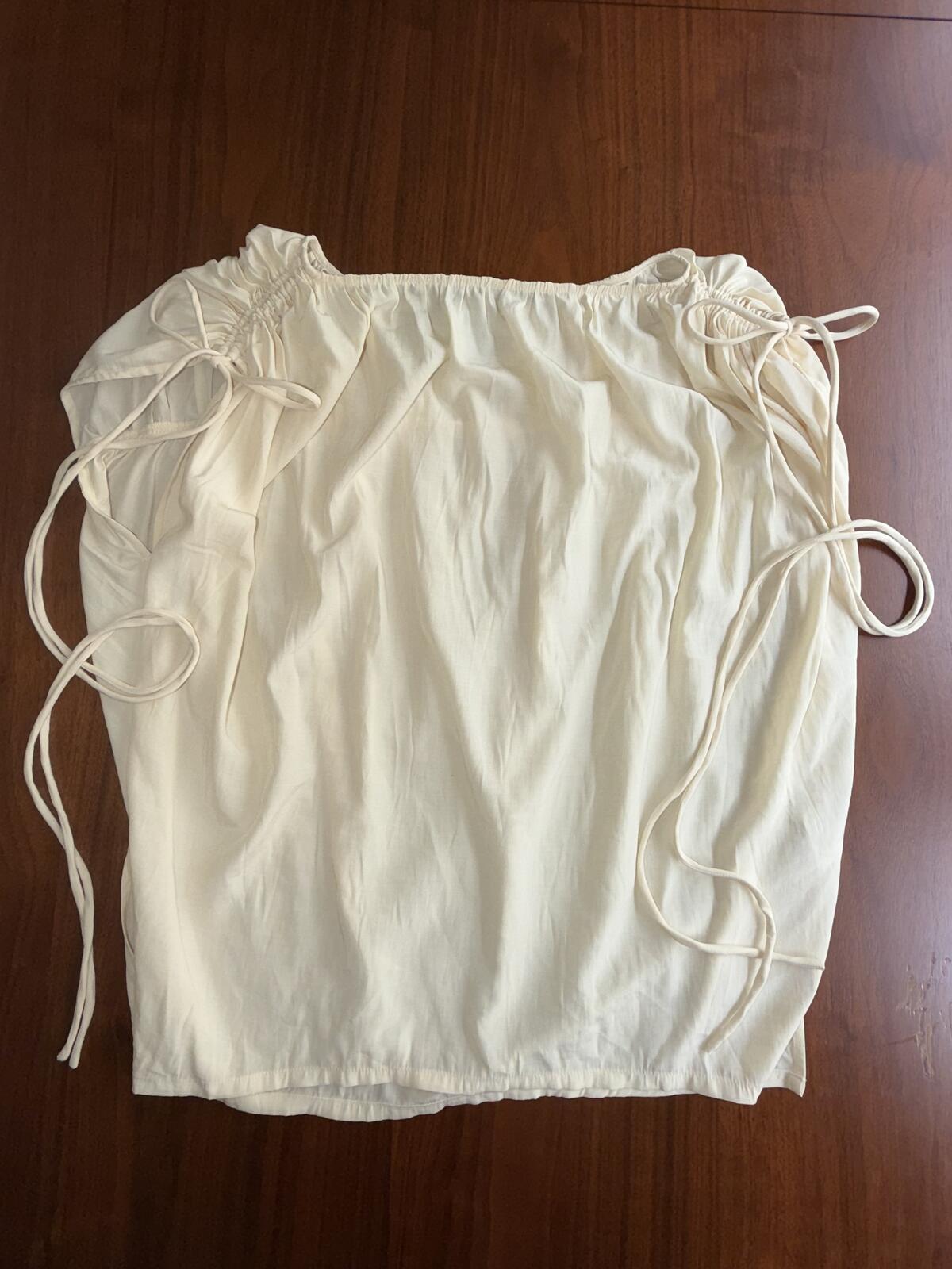 Modern Citizen Cream Ruched Tie-Shoulder Blouse - Size S
