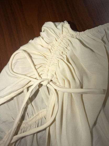 Modern Citizen Cream Ruched Tie-Shoulder Blouse - Size S