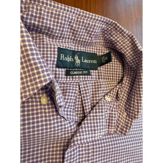 Polo Ralph Lauren Men's Classic Gingham Button-Down Purple/White - Size Small