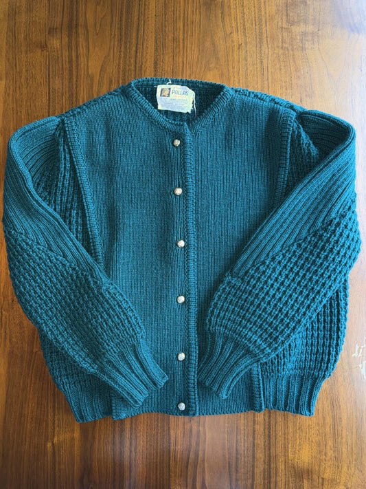 Vintage Pallas Women's Hand Loomed Green Wool Sweater - Size L