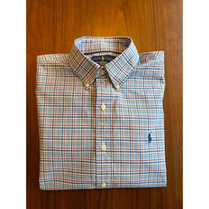 Polo Ralph Lauren Men's 100% Cotton Stretch Blue Plaid Button Down - Size M
