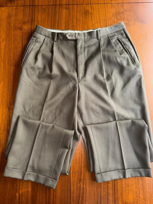 Vintage Jones New York (JNY) Men's Pleated Dress Pants Taupe Brown - Size 35x31