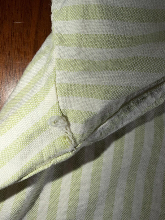 Banana Republic Men's 90s Green Striped Oxford Button Down - Size L