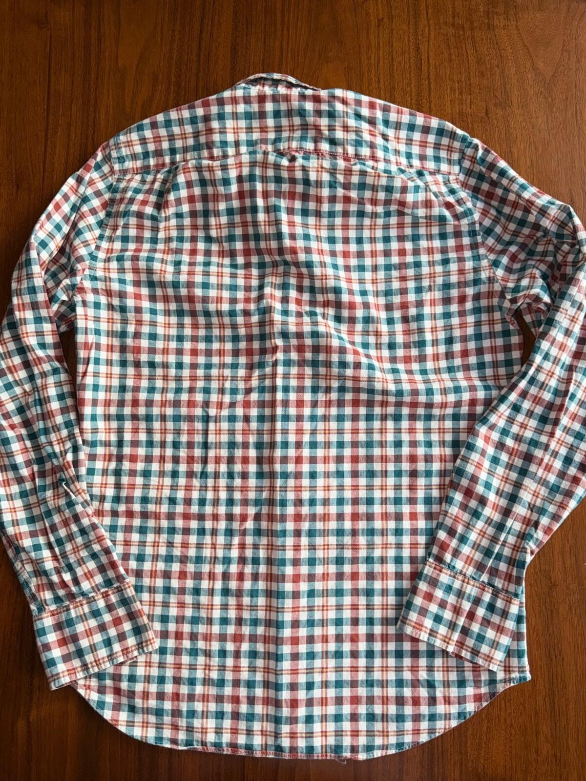 J.Crew Men's Flex Washed Classic Fit Green & Red Plaid Button Down Shirt - XS