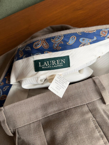 Lauren Ralph Lauren Men's Tan Pleated Dress Pants - 34x32