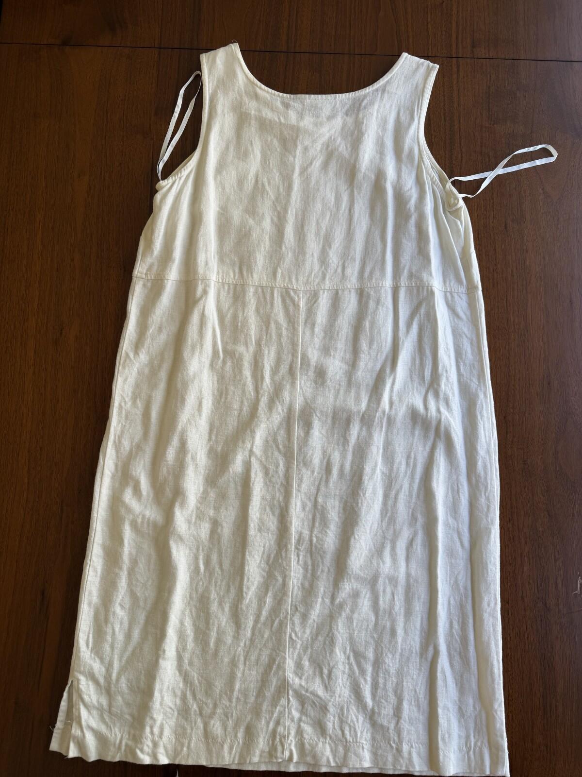 Vintage Requirements Women's Linen Blend Embroidered Dress White - Size S