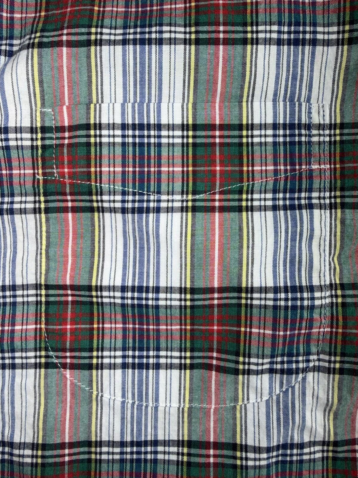 J.Crew Men's Secret Wash Slim Untucked Green/Navy/Red Plaid - Size M