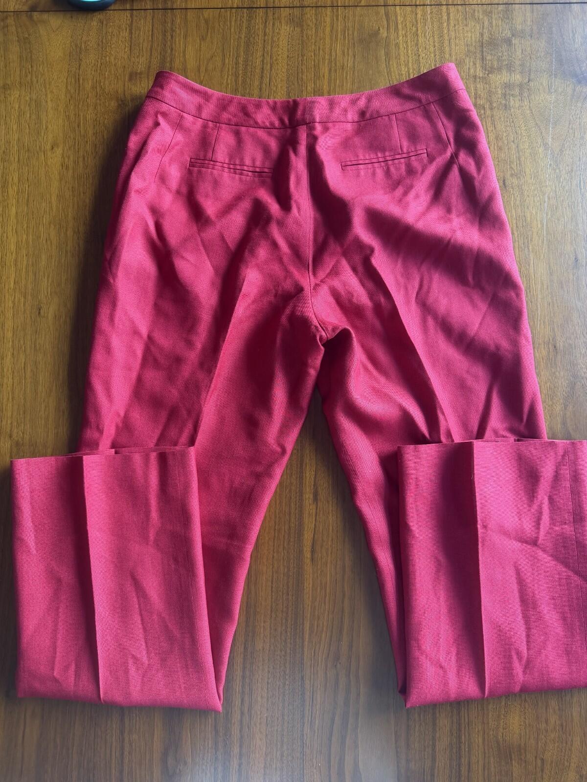 Bill Blass Women's Rayon-Linen Blend Red Dress Pants - Size 10