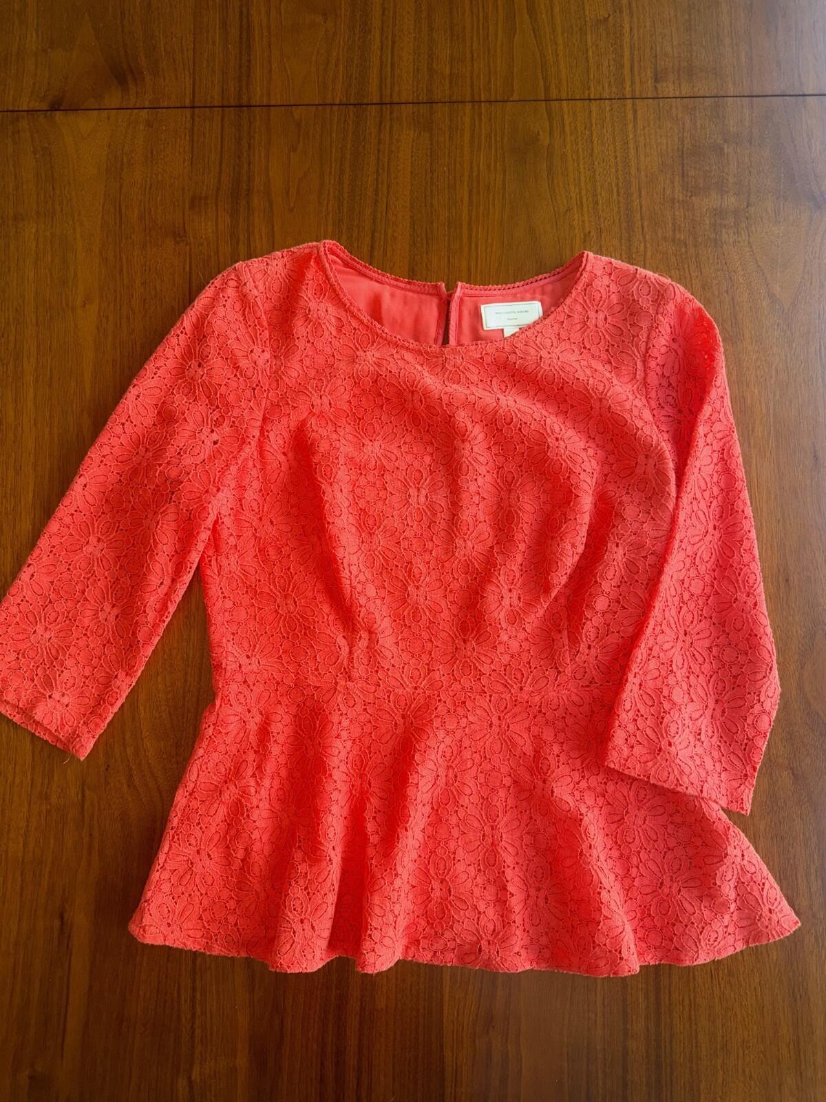 Moulinette Soeurs Women's Red Lace Peplum Blouse - Size 10