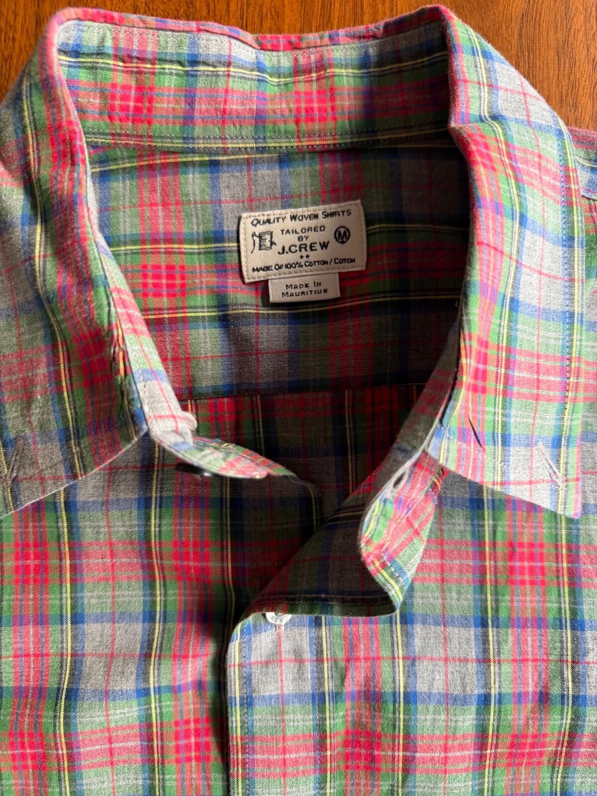 J.Crew Men's Medium Tailored Plaid Button Down Shirt Red Green Blue Cotton M