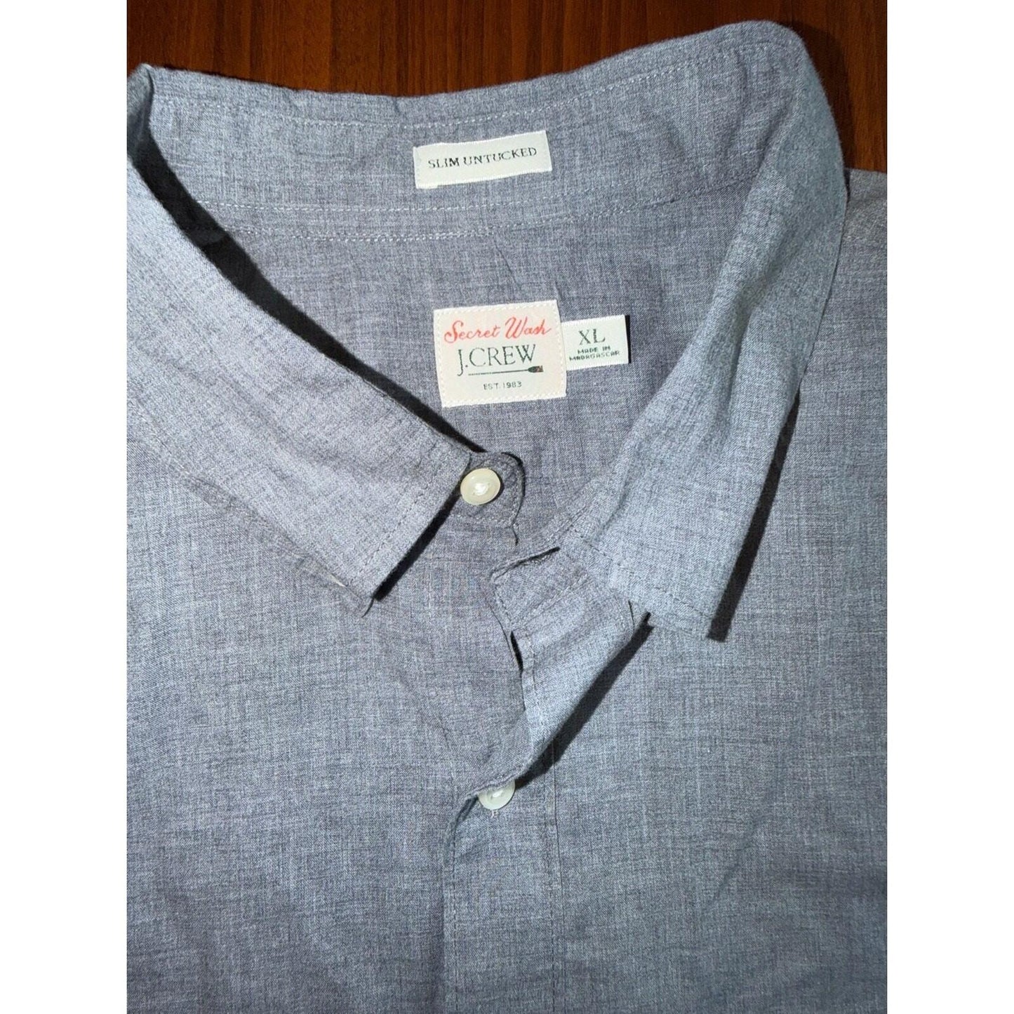 J.Crew Men's Secret Wash Cotton Poplin Shirt Slim - Size XL
