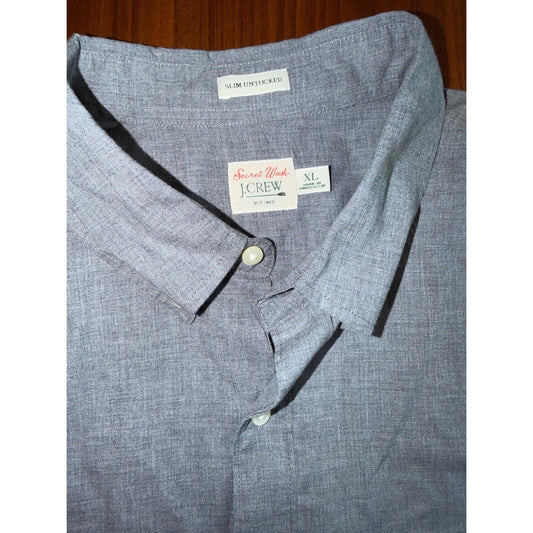 J.Crew Men's Secret Wash Cotton Poplin Shirt Slim - Size XL