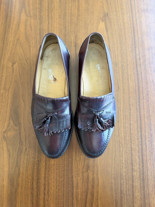 Johnston & Murphy Cellini Brown Leather Kiltie Tassel Loafers 10D Made in Italy