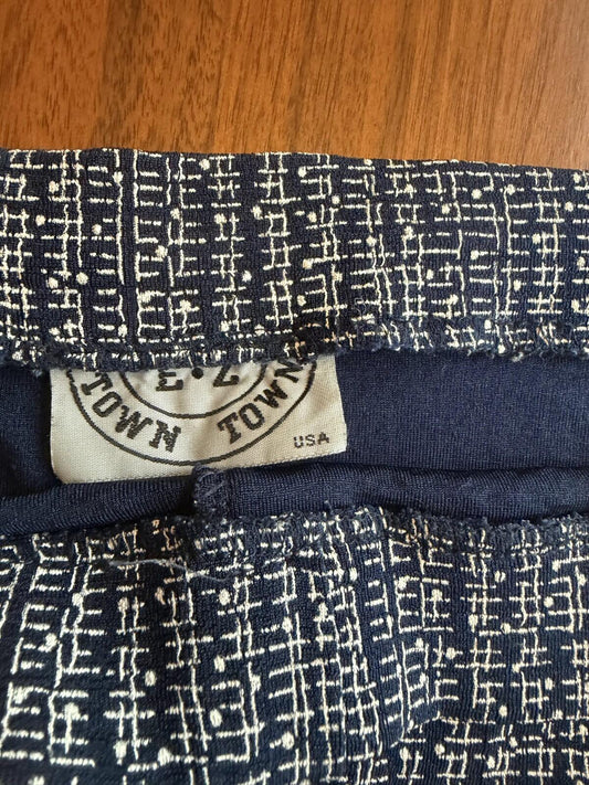 Vintage E.Z. Town Women's Navy and White Button Detail Maxi Skirt - Size L