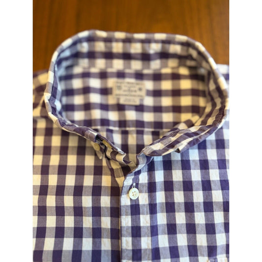 J.Crew Men's Woven Tailored Gingham Button-Down Shirt Purple/White - Size XL