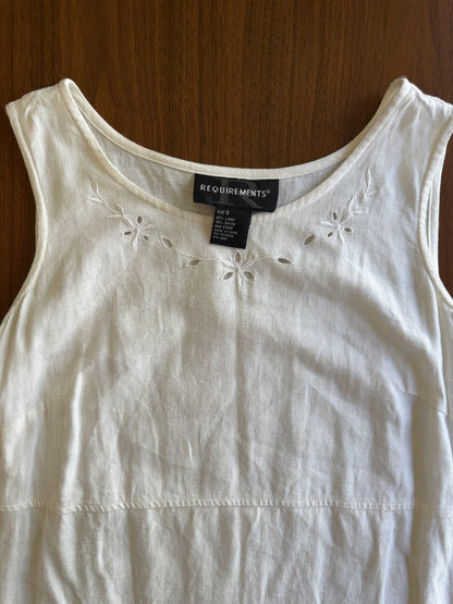 Vintage Requirements Women's Linen Blend Embroidered Dress White - Size S