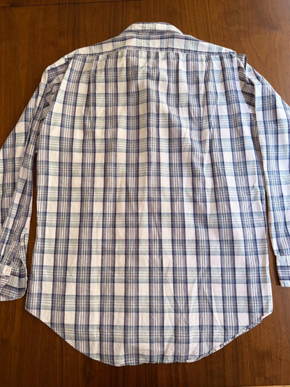 Sid Mashburn Men's Pink, Blue, and Tan Plaid Sport Shirt Size L