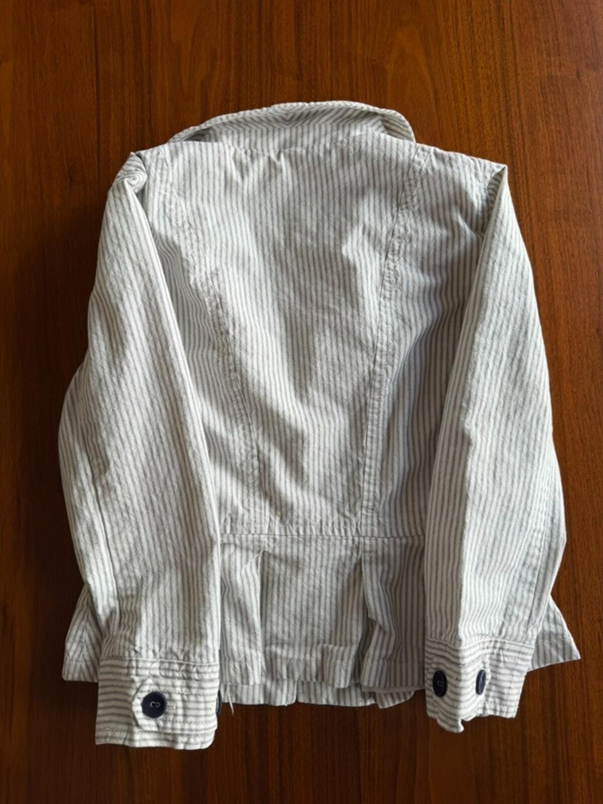 Ann Taylor LOFT Women's Ticking Stripe Pleated Peplum Blazer Jacket - Size 6