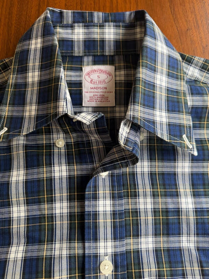 Brooks Brothers Madison Fit Non-Iron Supima Cotton Plaid Shirt Size S