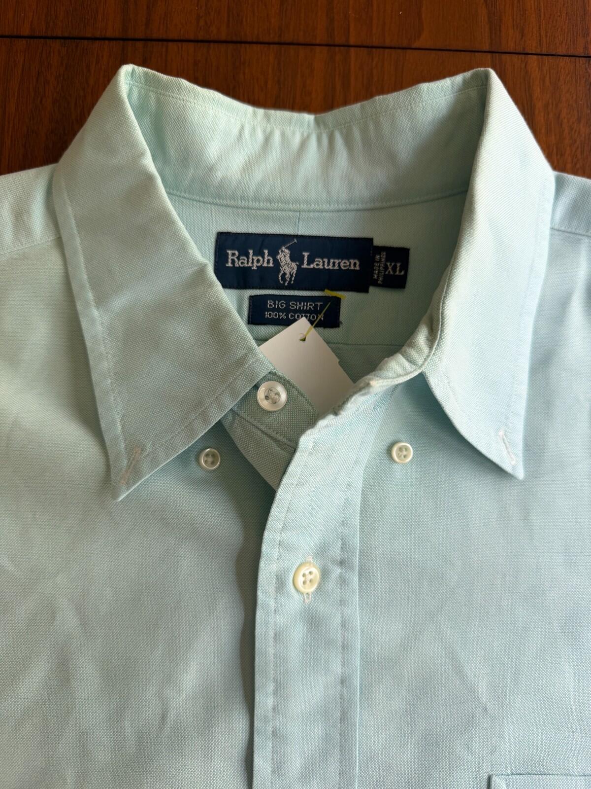 Polo Ralph Lauren Men's "Big Shirt"  Long Sleeve Oxford Mint Green - Size XL